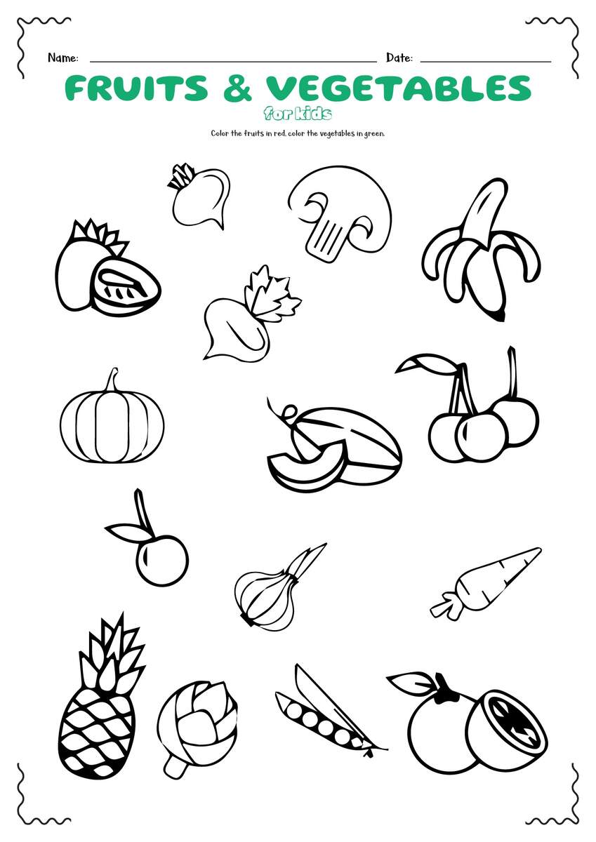 Fruit And Vegetable Worksheets For Kindergarten And First Grade Mamas Learning Corner
