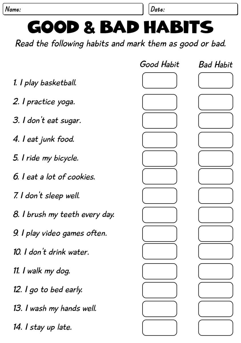 18 Healthy Habits First Grade Worksheets Free PDF At Worksheeto