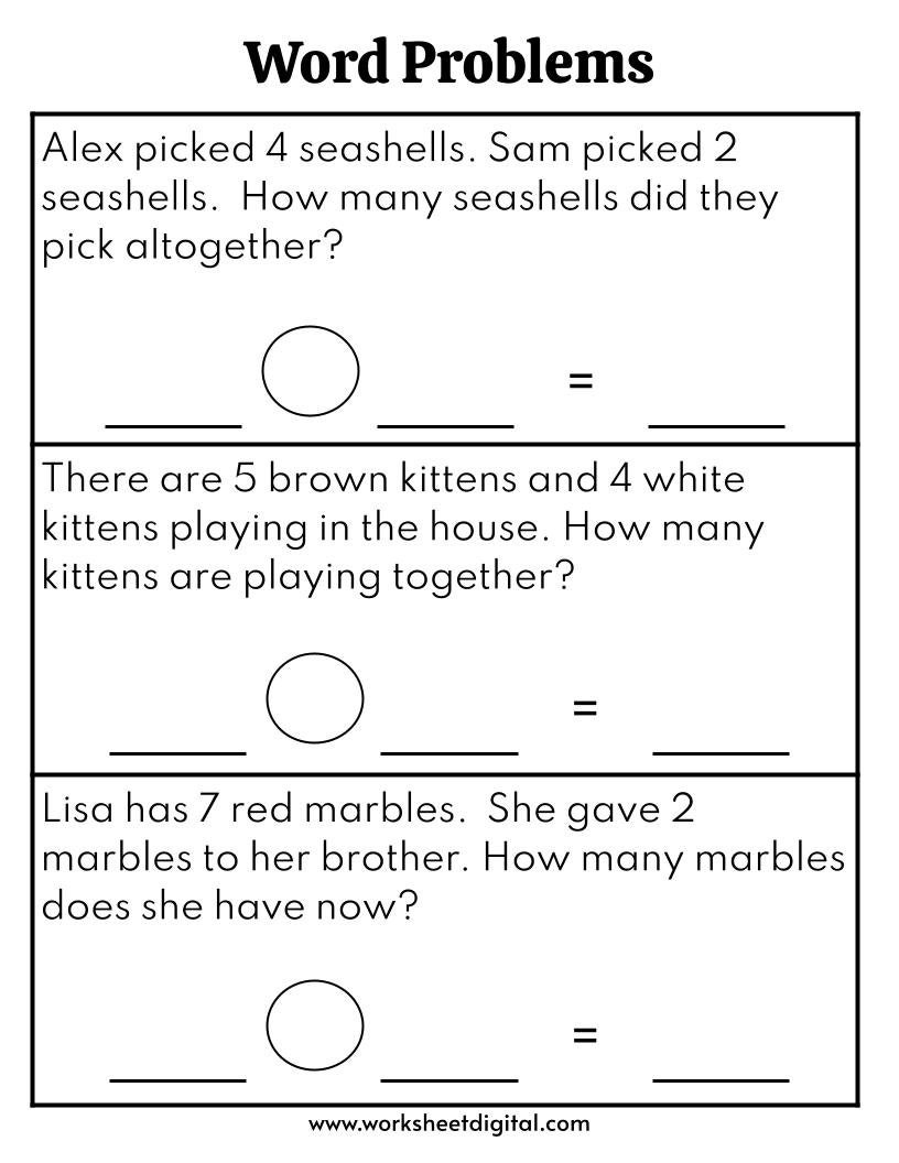 1st 2nd Grade Math Word Problems Worksheet Printable Etsy Denmark 1st Grade Addition Word Problems