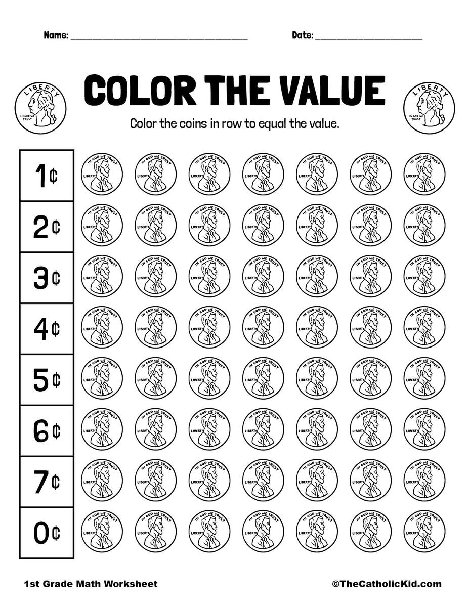 1st Grade Money Worksheet TheCatholicKid