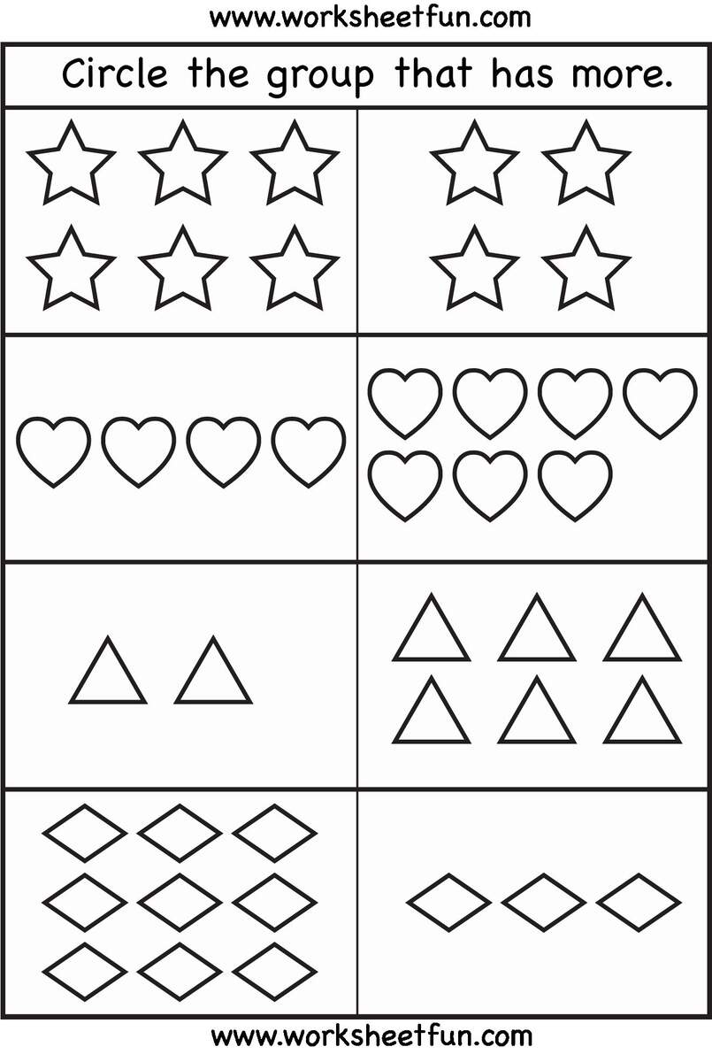 Kindergarten Comparing Numbers Worksheets