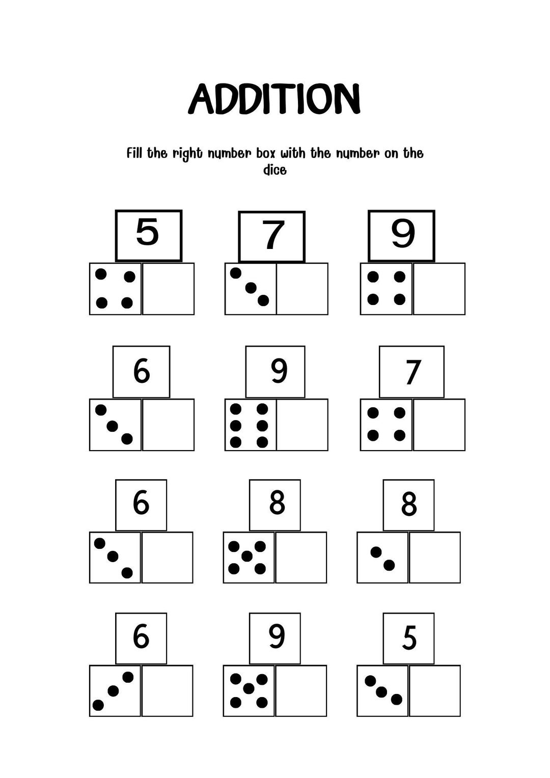 20 Printable Domino Addition Worksheets 1st Grade Kindergarten Math Number Sentences Activity Etsy