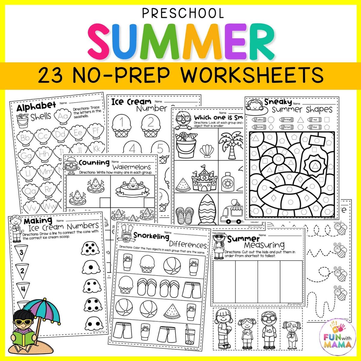 20 Summer Worksheets For Preschool Fun With Mama