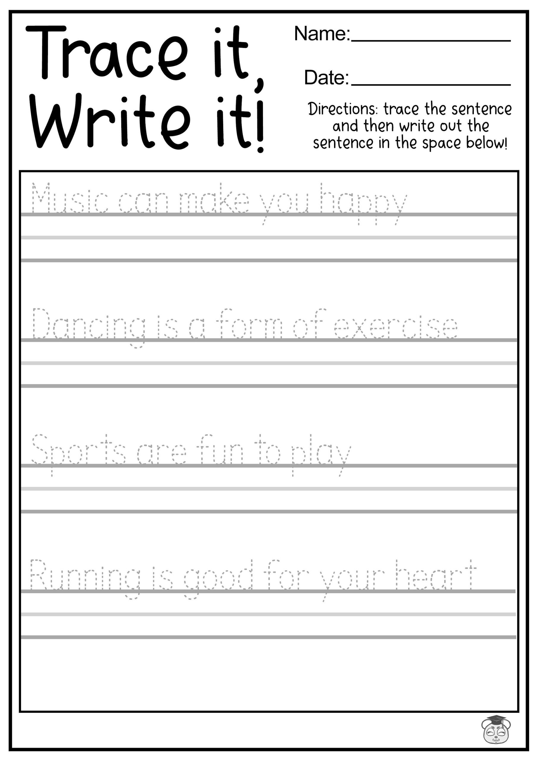 23 Printable Tracing And Writing English Worksheets Trace And Write The Sentences Practice Worksheets ages 3 7 KG1 To Grade 2 Etsy Israel