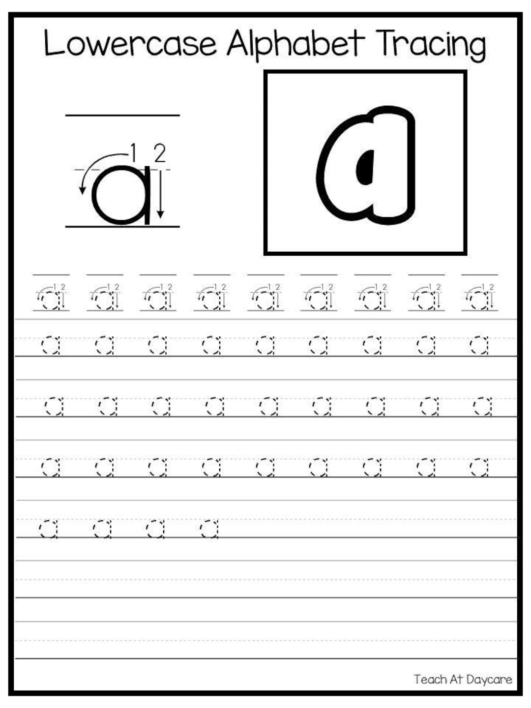 26 Printable Lowercase Alphabet Tracing Worksheets Preschool Kindergarten Handwriting Etsy Norway