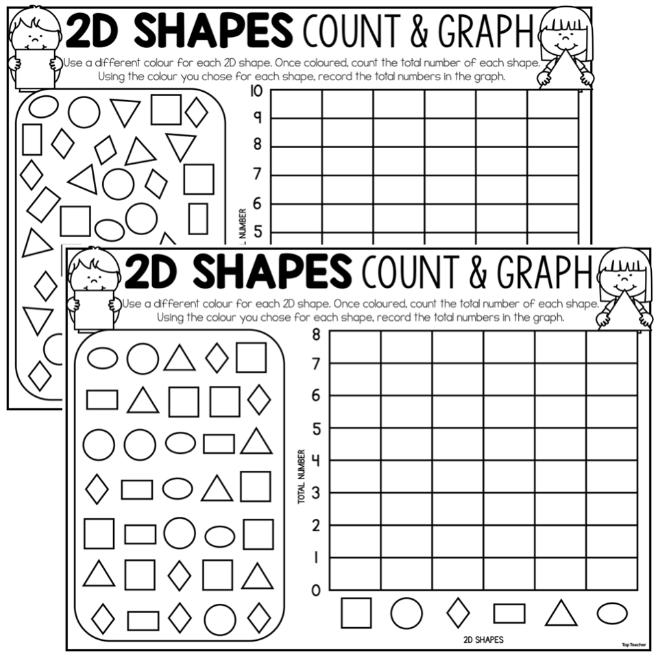 2D Shapes Count Graph Worksheets Top Teacher