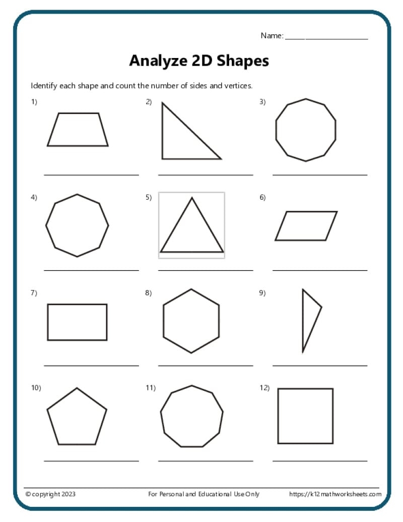 2D Shapes Worksheets 2D Shapes Worksheets