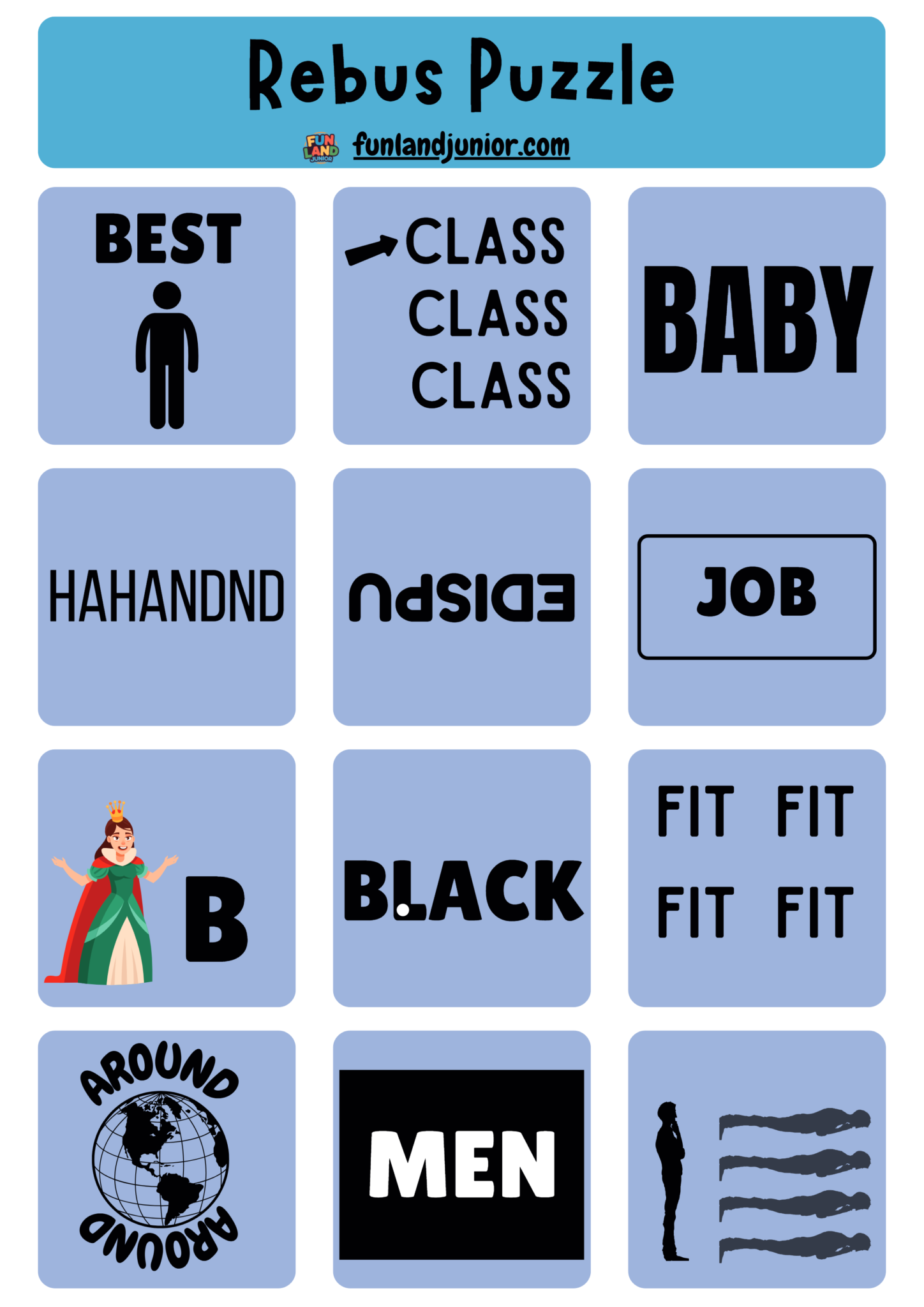 36 New Rebus Puzzles For Kids Free Printable