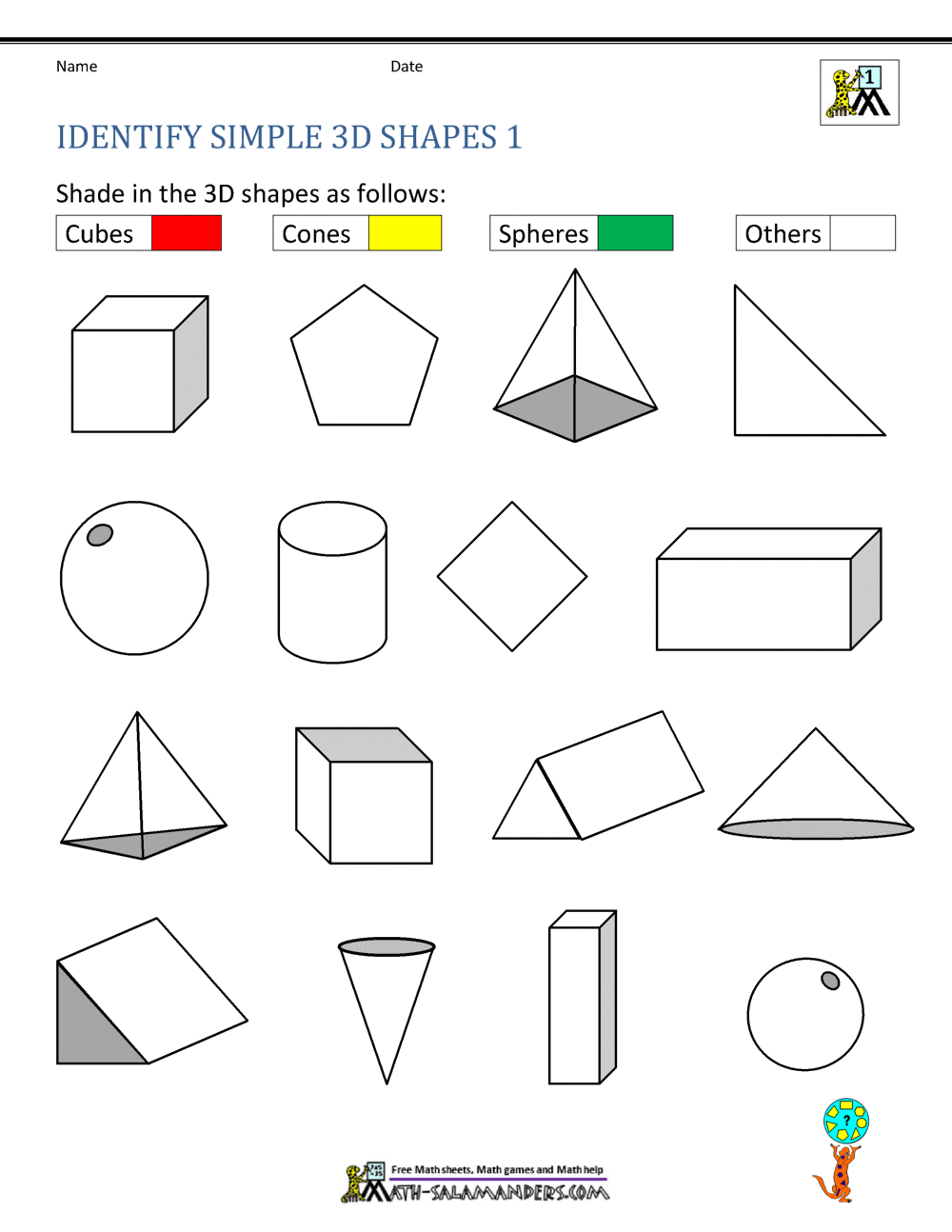 3d Shapes Worksheets