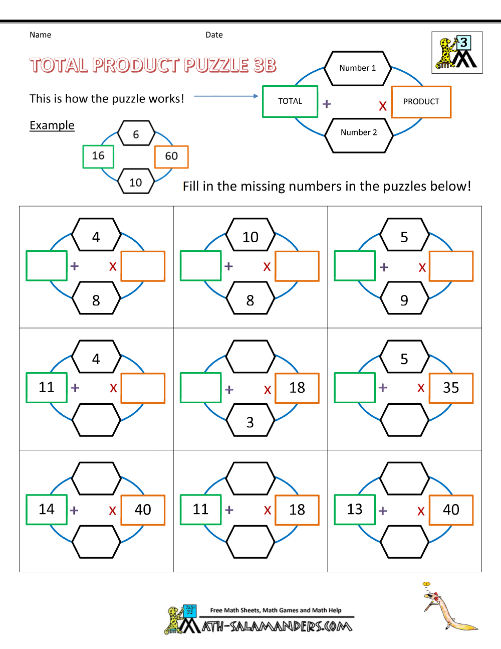 3rd Grade Math Puzzles Worksheets