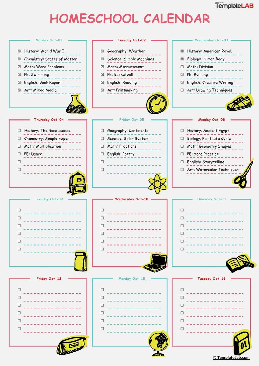 44 Editable Homeschool Schedule Templates FREE Homeschool Curriculum Shopping List Free Printable