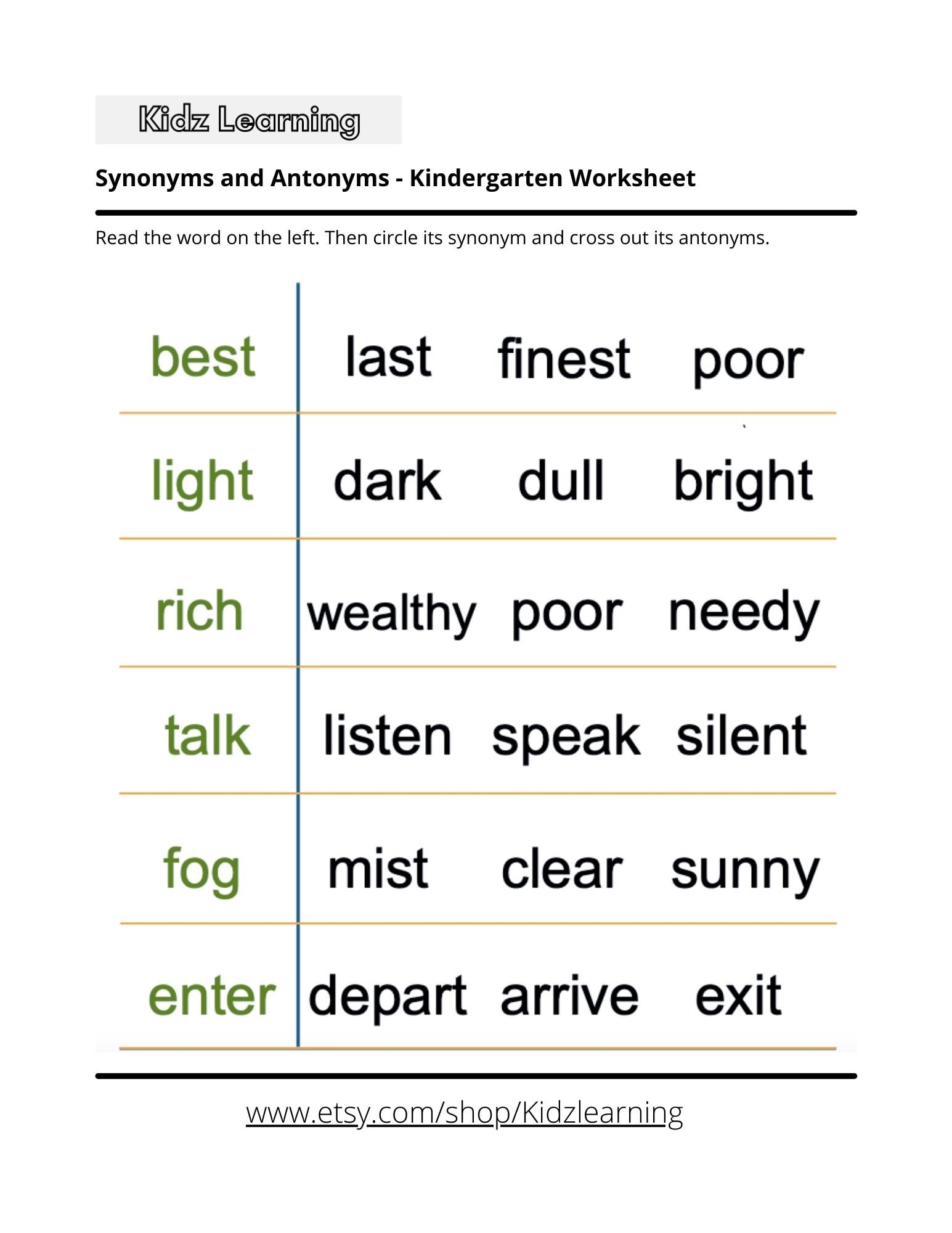 48 Pages Of Synonyms And Antonyms Worksheets Kindergarten 1st Grade Etsy Sweden Free Printable Synonym Puzzles For Kinder To Practice