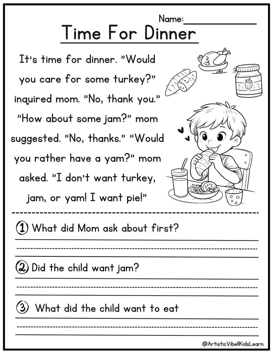50 Kindergarten 1st Grade Reading Comprehension Passages Worksheets Sentences Reading Worksheet Fluency Worksheet English Learing Set 1 Etsy 1st Grade Worksheets Free PDFs And Printer Friendly Pages