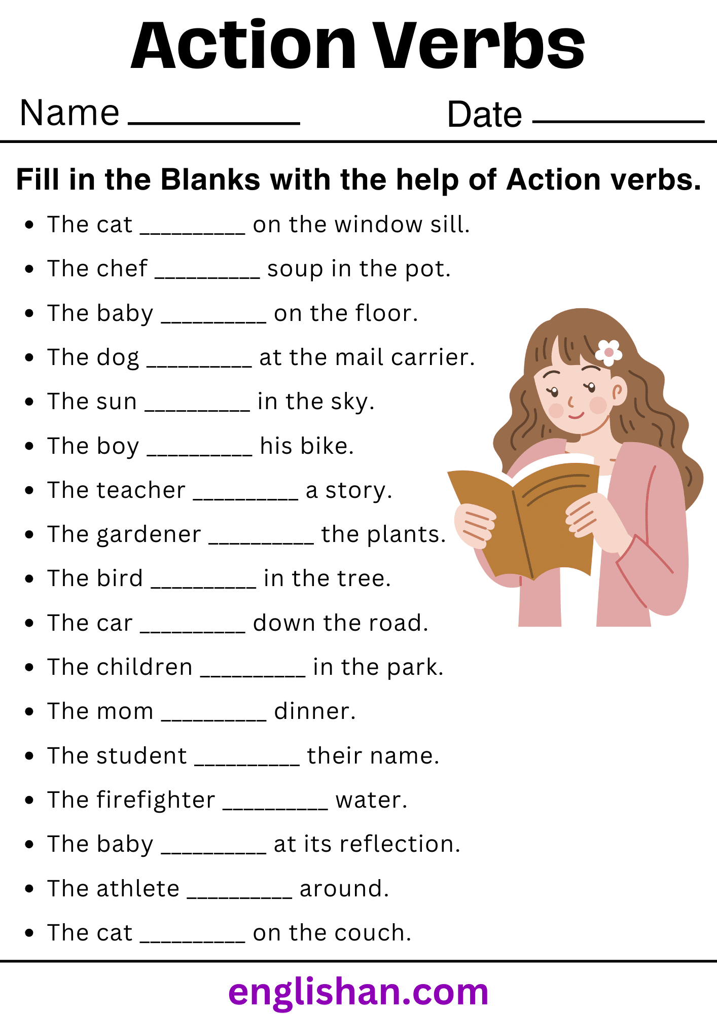 A Verb Is An Action Word Worksheet Have Fun Teaching