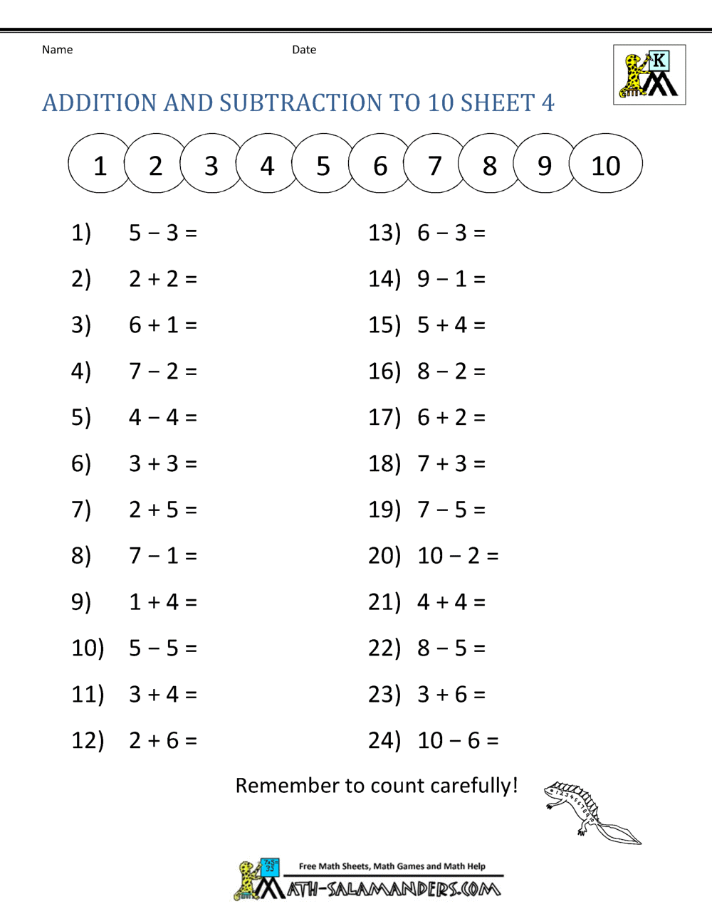 Addition And Subtraction Worksheets For Kindergarten Kindergarten Math Worksheets Addition And Subtraction Practice Made By Teachers