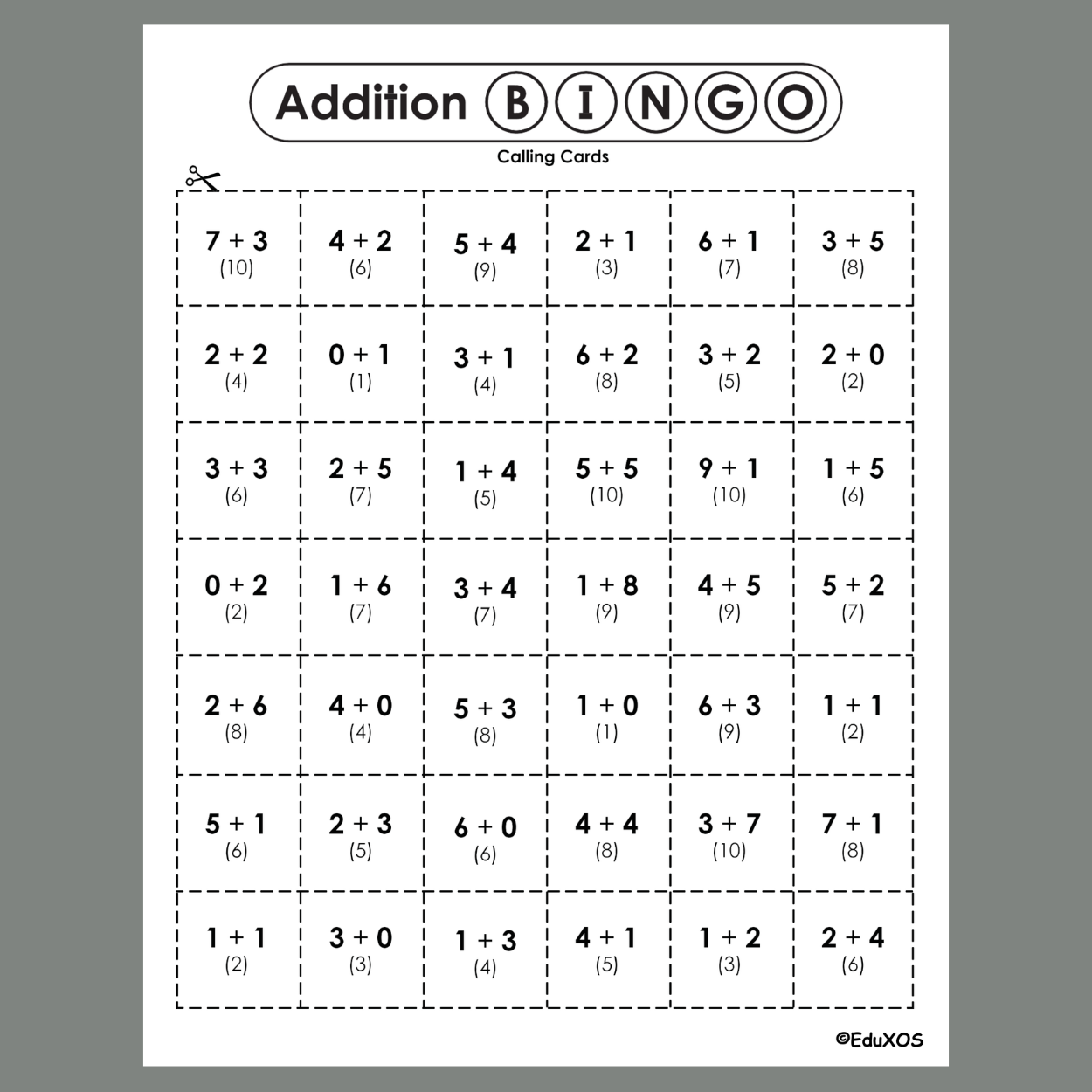 Addition Bingo Math Game Made By Teachers Addition Bingo Math Game Made By Teachers