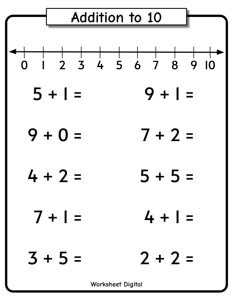 Addition To 10 Worksheets Number Line Preschool Kindergarten PDF Etsy Israel