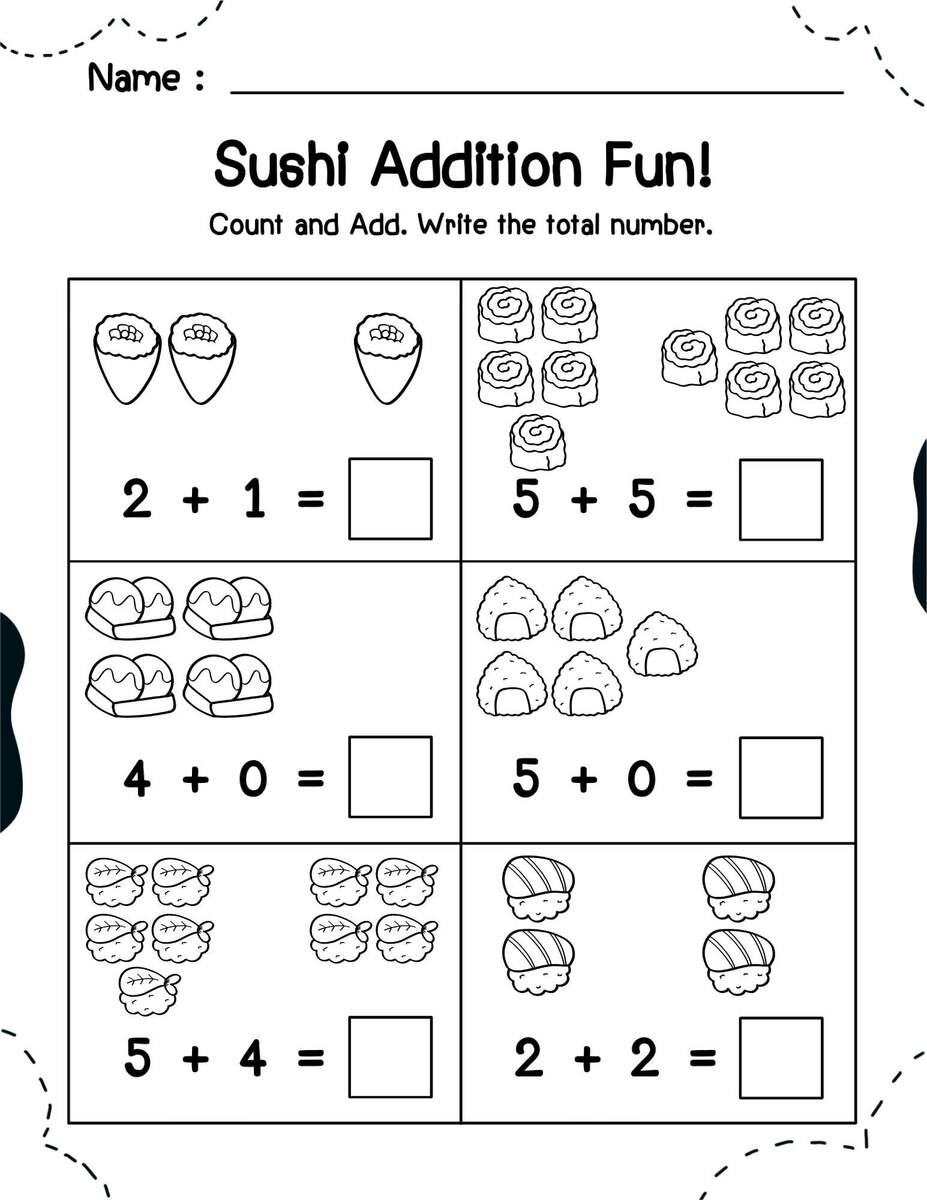 Addition Worksheets Fun With Pictures Sums To 10 Printable Etsy