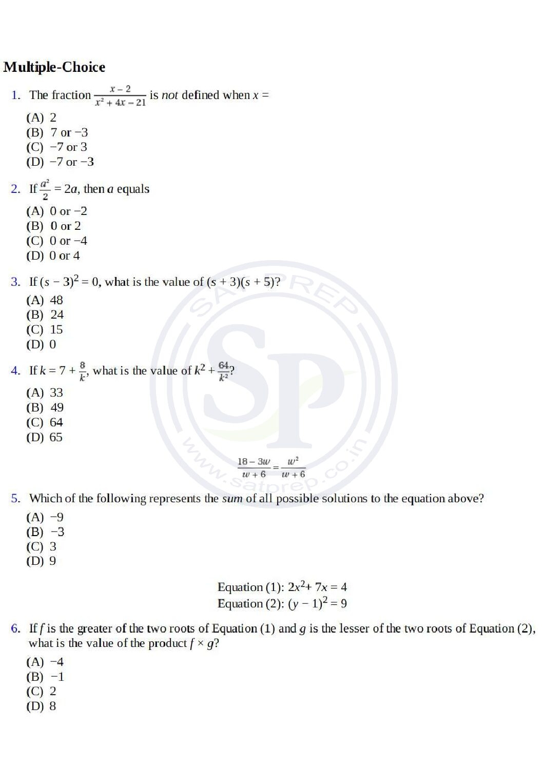 Advanced Math Archives SAT PREP