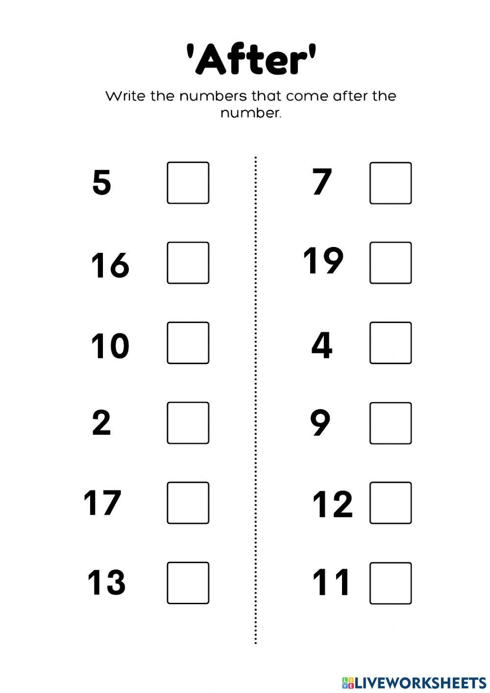 Before And After Number Worksheets A To Z Worksheet