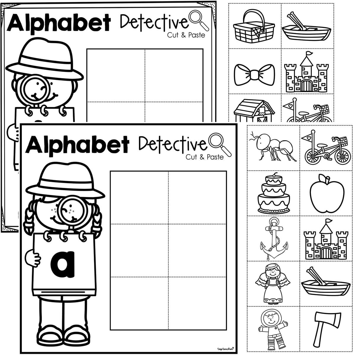 Alphabet Detective Cut Paste Initial Sounds Worksheet Top Teacher
