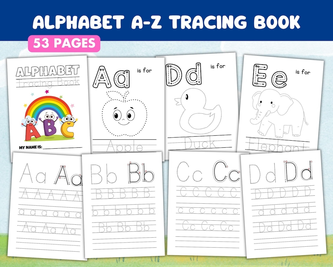 Alphabet Tracing Busy Book Uppercase Lowercase Abc Letter Trace Worksheet 53 Printable Preschool Kindergarten Handwriting Formation Etsy