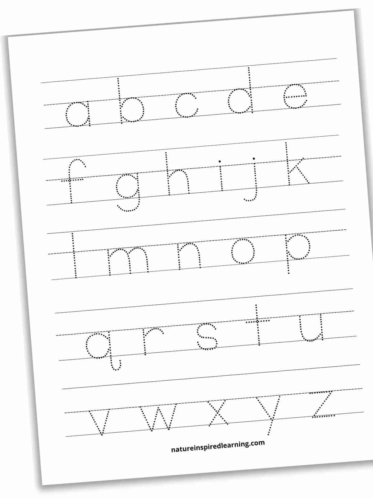 Alphabet Tracing Worksheets Printable Nature Inspired Learning Small Letters Tracing Worksheets A To Z With Printable PDF Free