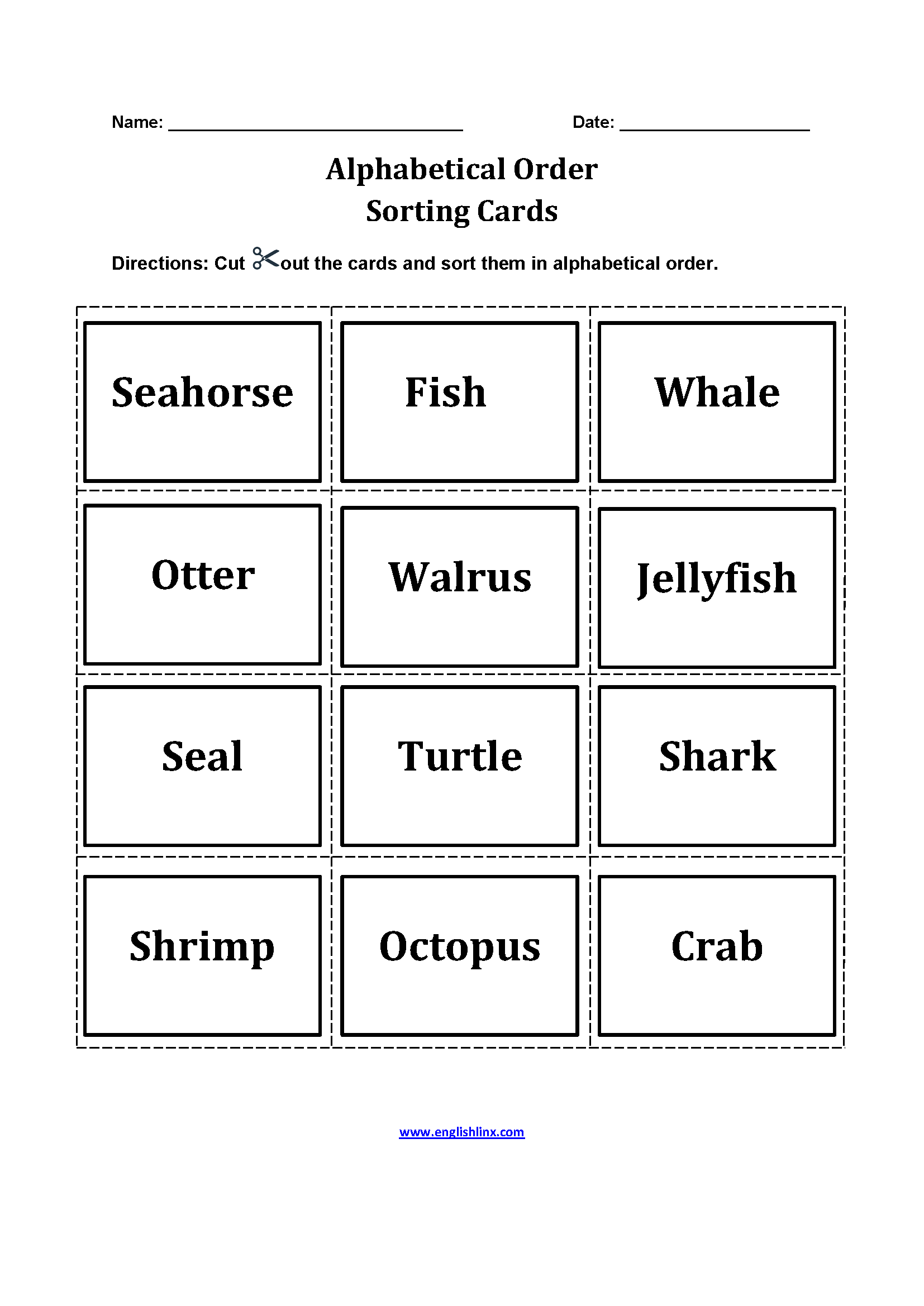 Alphabetical Order Worksheets Sorting Cards Alphabetical Order Worksheets Alphabetical Order Worksheets Sorting Cards Alphabetical Order Worksheets