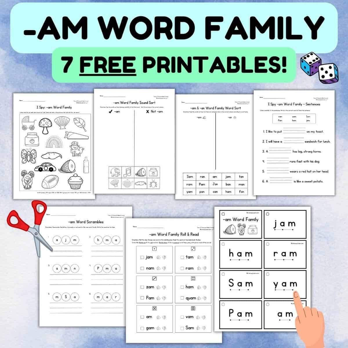 Am Word Family Worksheets 7 FREE Printables Literacy Learn