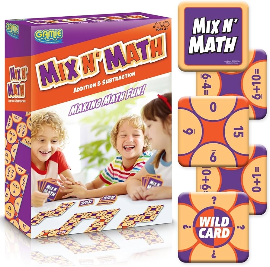 Amazon Gamie Mix N Math Card Game 130 Cards Math Skills Educational Math Game Fun Colorful Ages 5 Toys Games