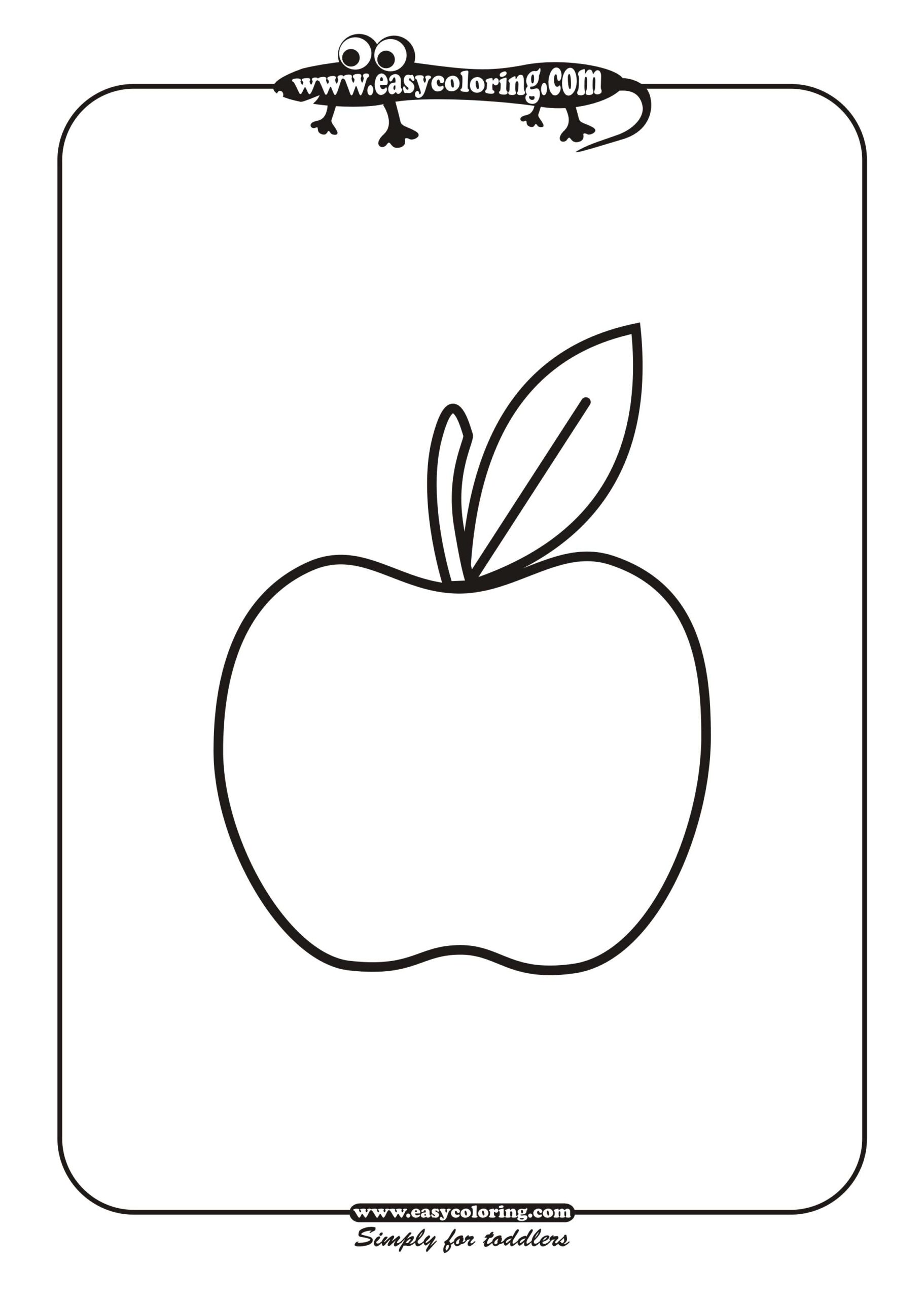 Apple Simple Fruits Easy Coloring Pages For Toddlers