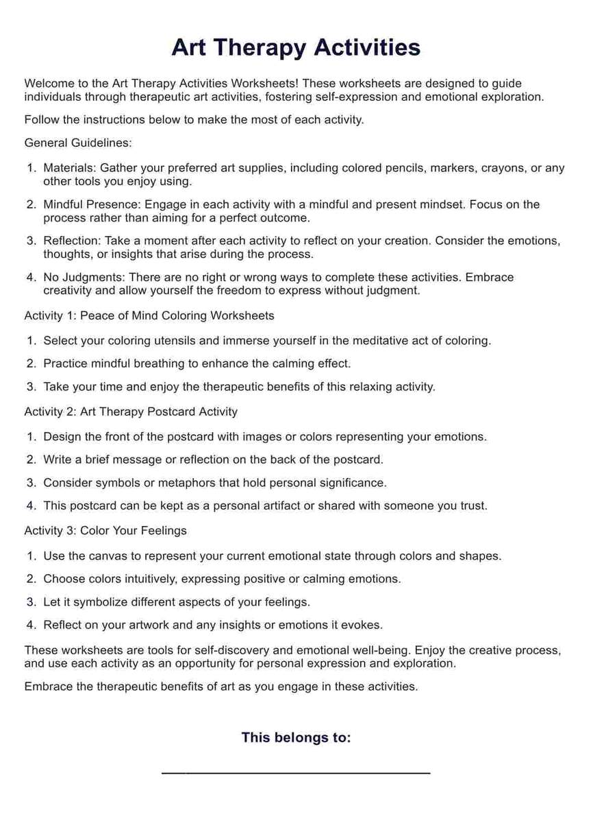 Art Therapy Activities PDF