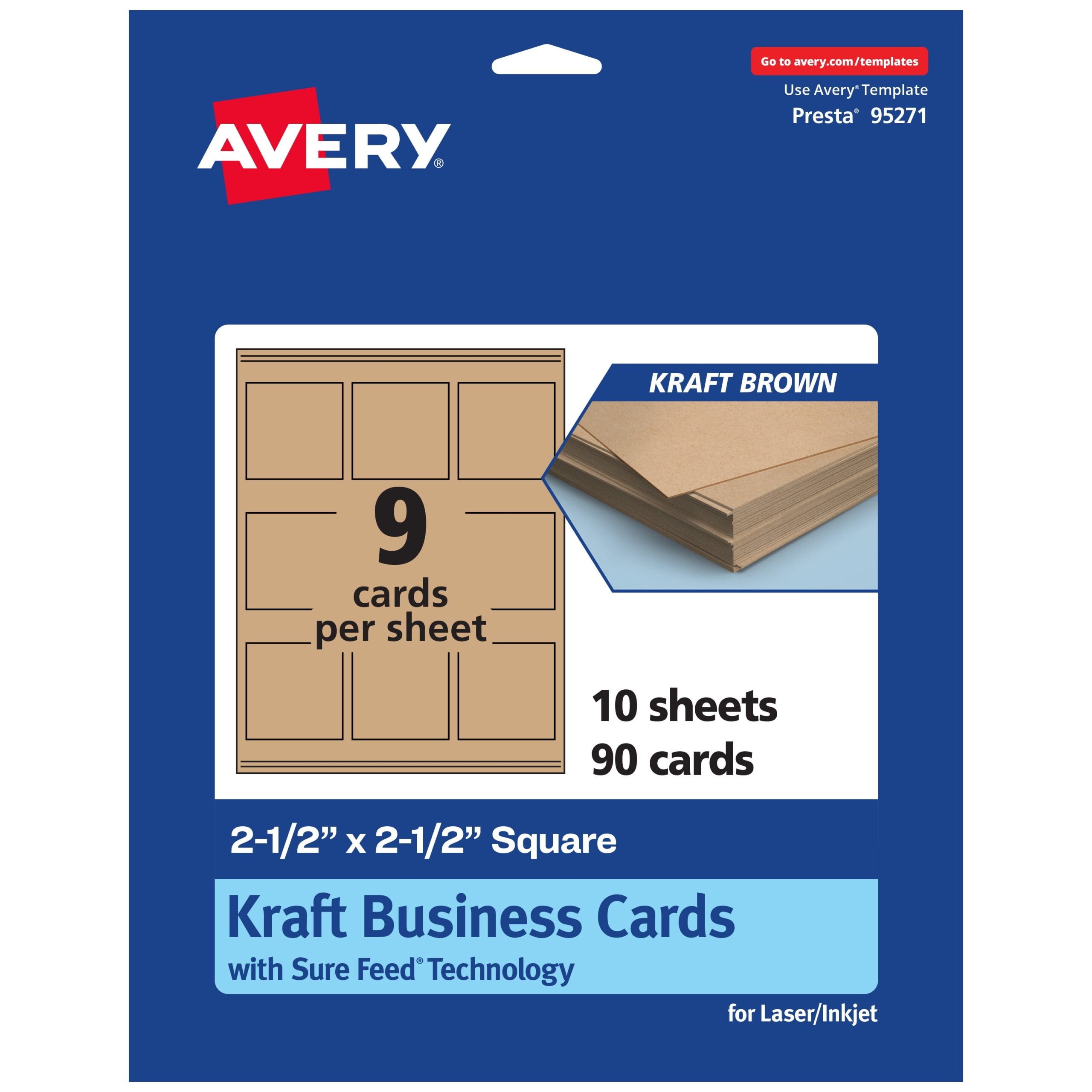 Avery Printable Business Cards 2 5 X 2 5 Kraft Brown 90ct Walmart