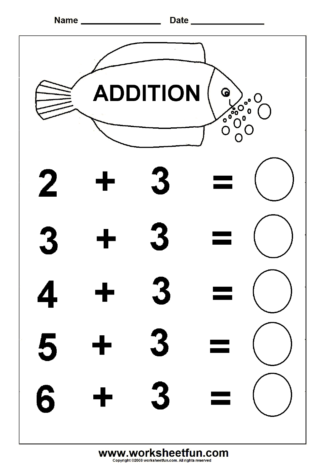 Addition Math Worksheets For Kindergarten