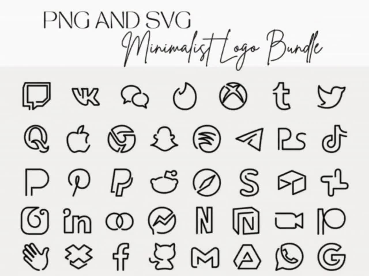 Black Social Media Icons Minimalist Social Media Logos Simple Line Icons Instagram Facebook Pinterest Twitter Svg Png Social Icons Etsy Hong Kong