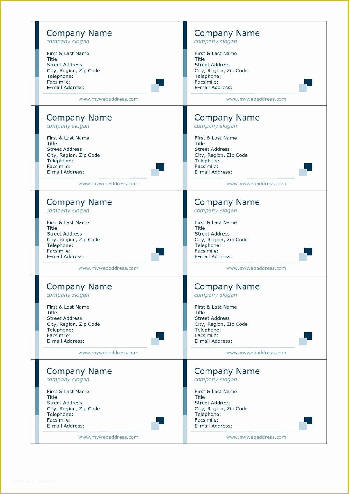 Blank Template For Avery 28371 Business Card Blank Template For Avery 28371 Business Card