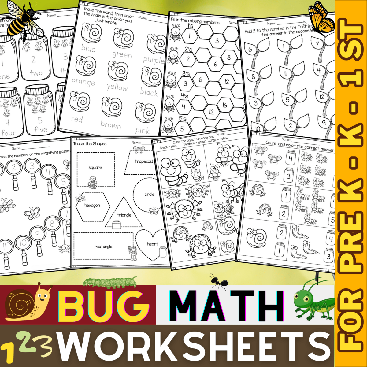Bugs Math Worksheets Numbers Counting Shapes Spring Insect Activities Made By Teachers Insect Number Worksheet Math For Kids Royalty Free Vector VectorStock