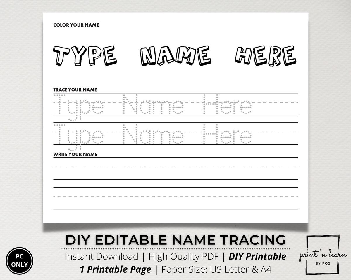 Printable Name Writing Practice Worksheet Page 1
