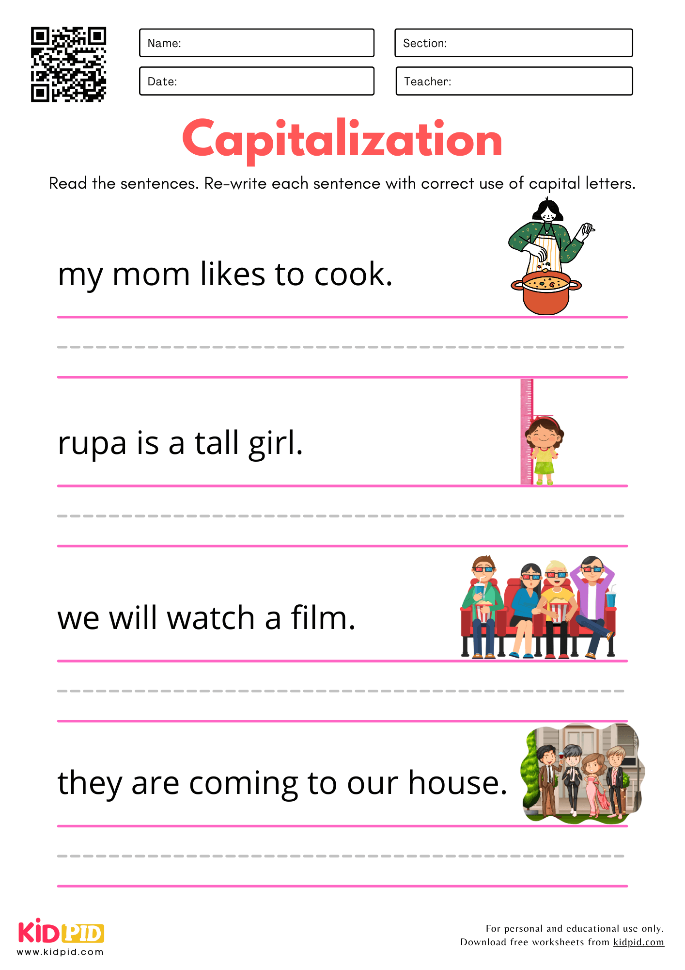 Capitalization Practice Worksheet For Kindergarten Kidpid Capitalization Practice Worksheet For Kindergarten Kidpid