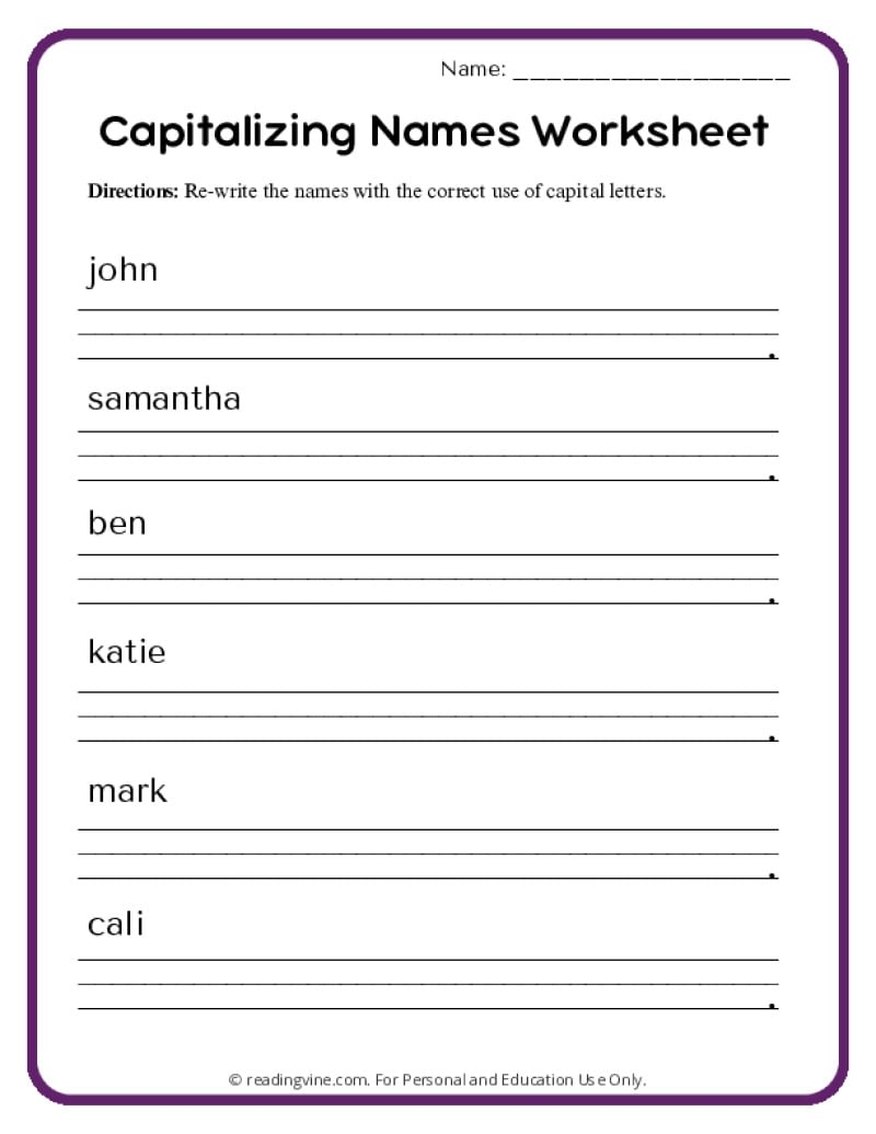 Capitalization Worksheets ReadingVine Capitalization Worksheets ReadingVine