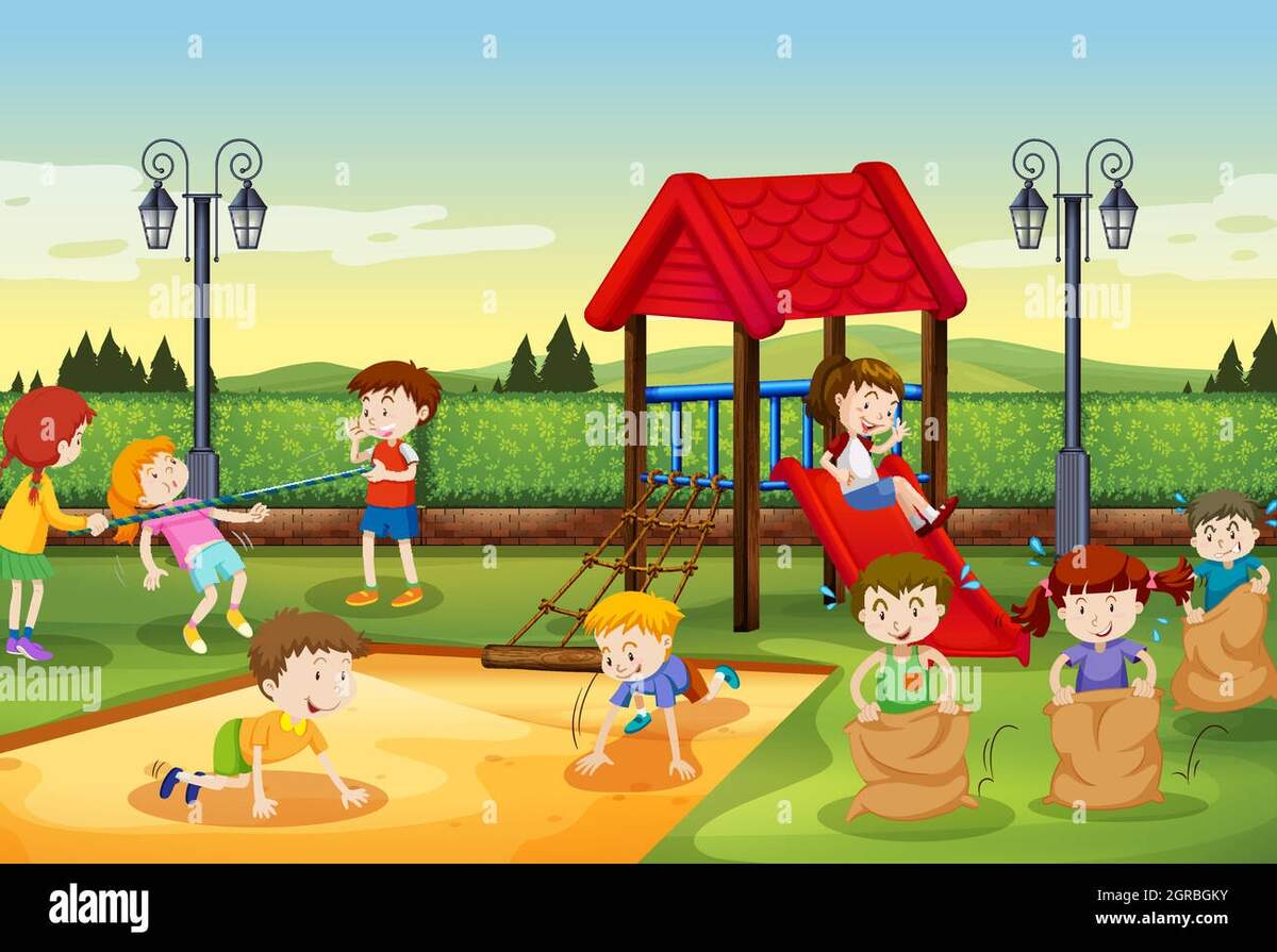 Children Playing In The Playground Stock Vector Image Art Alamy