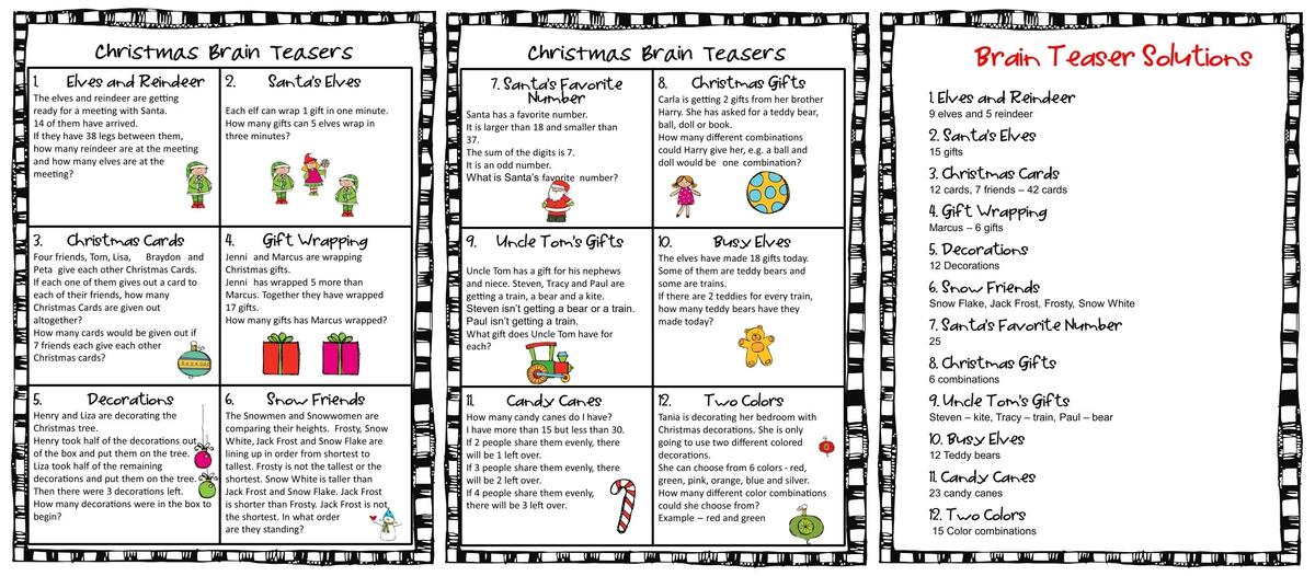 Christmas Brain Teasers 15 Free PDF Printables Printablee Worksheets Library Christmas Brain Teasers 15 Free PDF Printables Printablee Worksheets Library