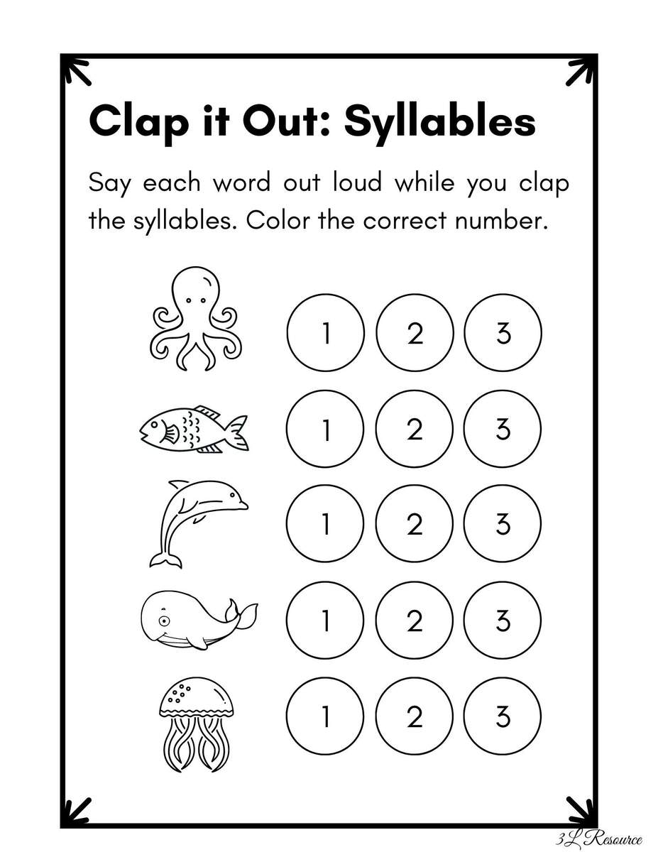 Clap It Out Syllables Worksheet Kindergarten Preschool Etsy Open And Closed Syllable Worksheets ReadingVine