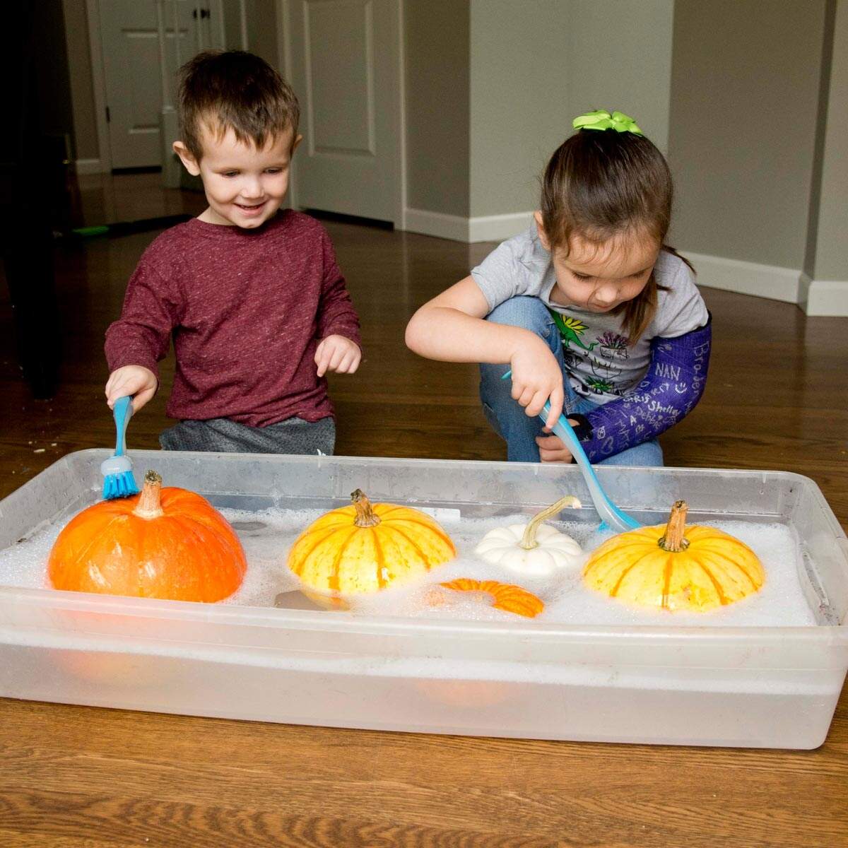 Clean The Pumpkins Fall Toddler Activity Busy Toddler