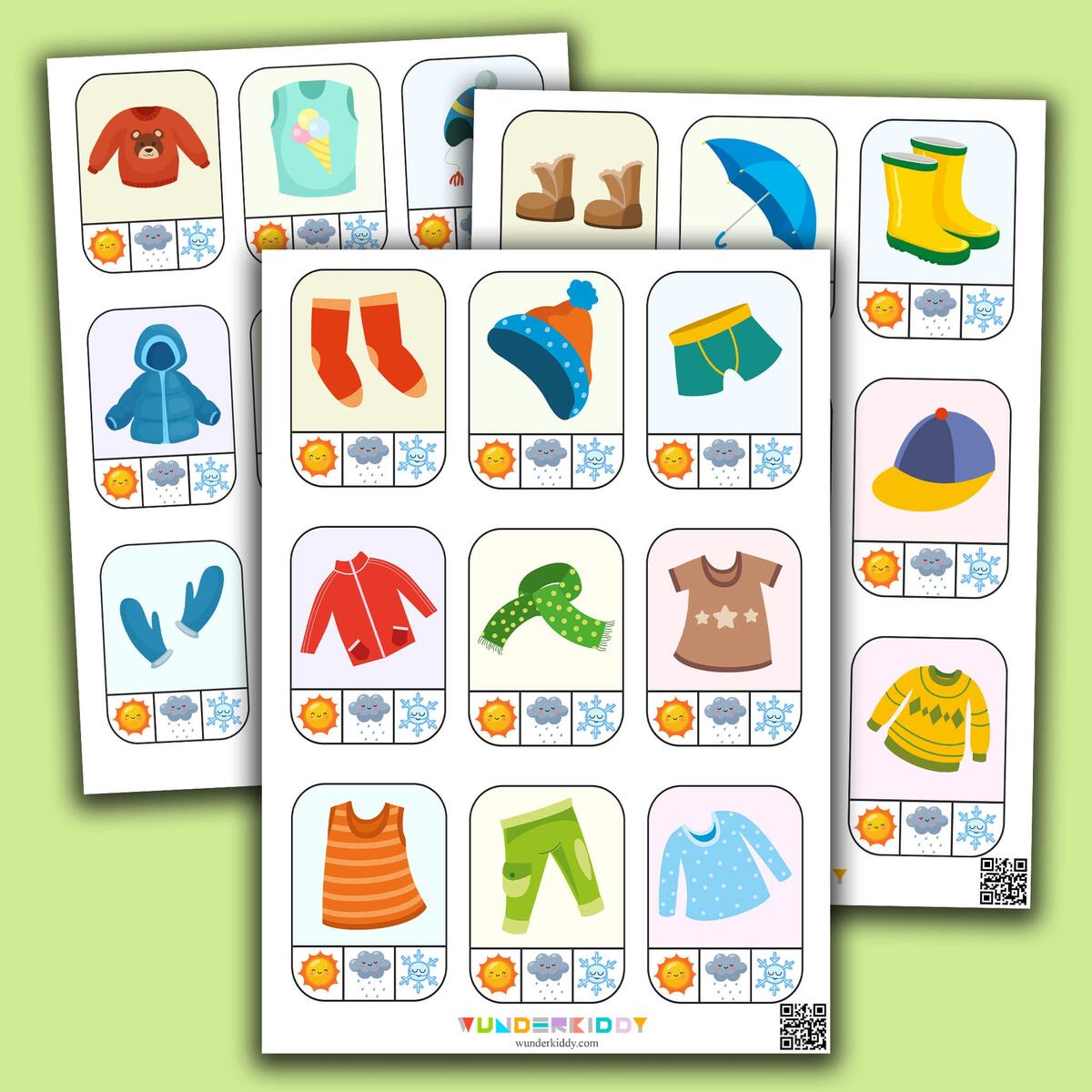 Clothes And Weather Printable Preschool Match Activity Clothes And Weather Printable Preschool Match Activity