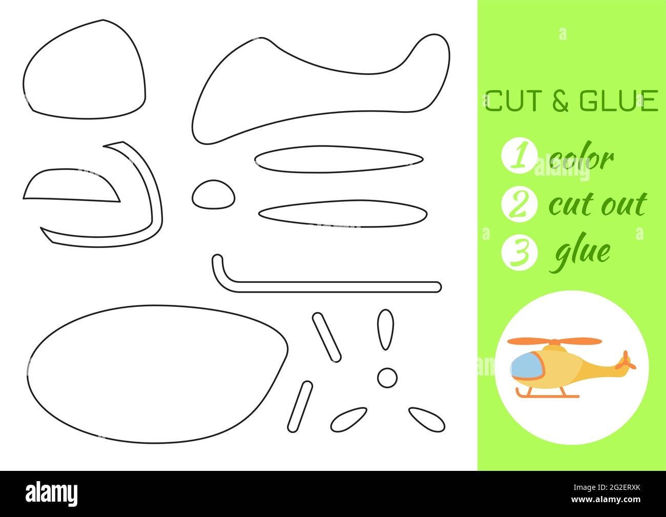 Color Cut And Glue Paper Yellow Helicopter Cut And Paste Craft Activity Page Educational Game For Preschool Children DIY Worksheet Kids Logic Gam Stock Vector Image Art Alamy