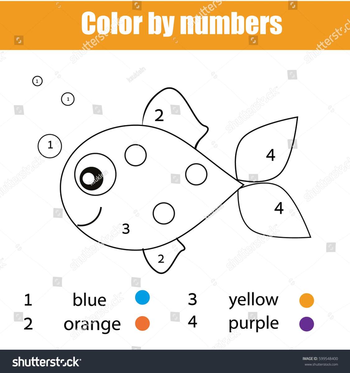 Coloring Page Fish Character Color By Stock Vector Royalty Free 599548400 Shutterstock