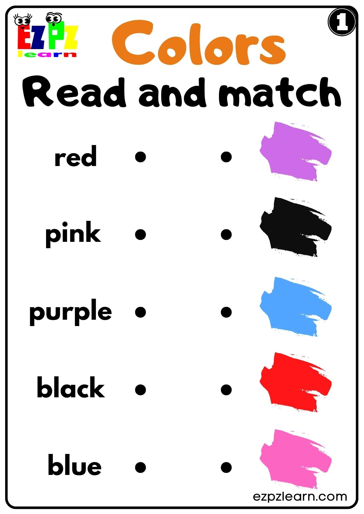 Colors Read And Match Worksheet For K5 Kindergarten And ESL PDF Download Ezpzlearn I Know My Color Worksheets For Kids Made By Teachers