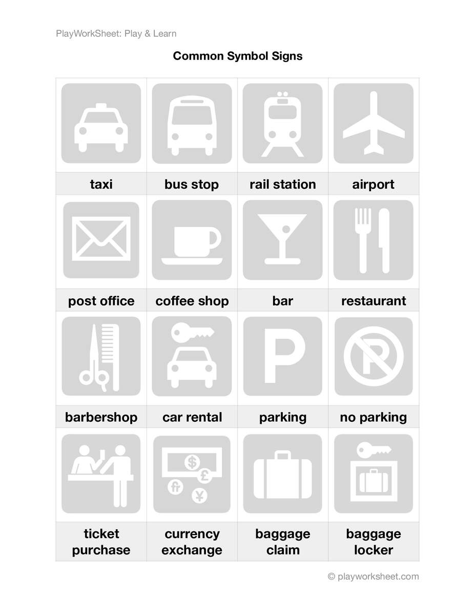 Common Symbol Signs Pictograms Free Printables For Kids Common Symbol Signs Pictograms Free Printables For Kids
