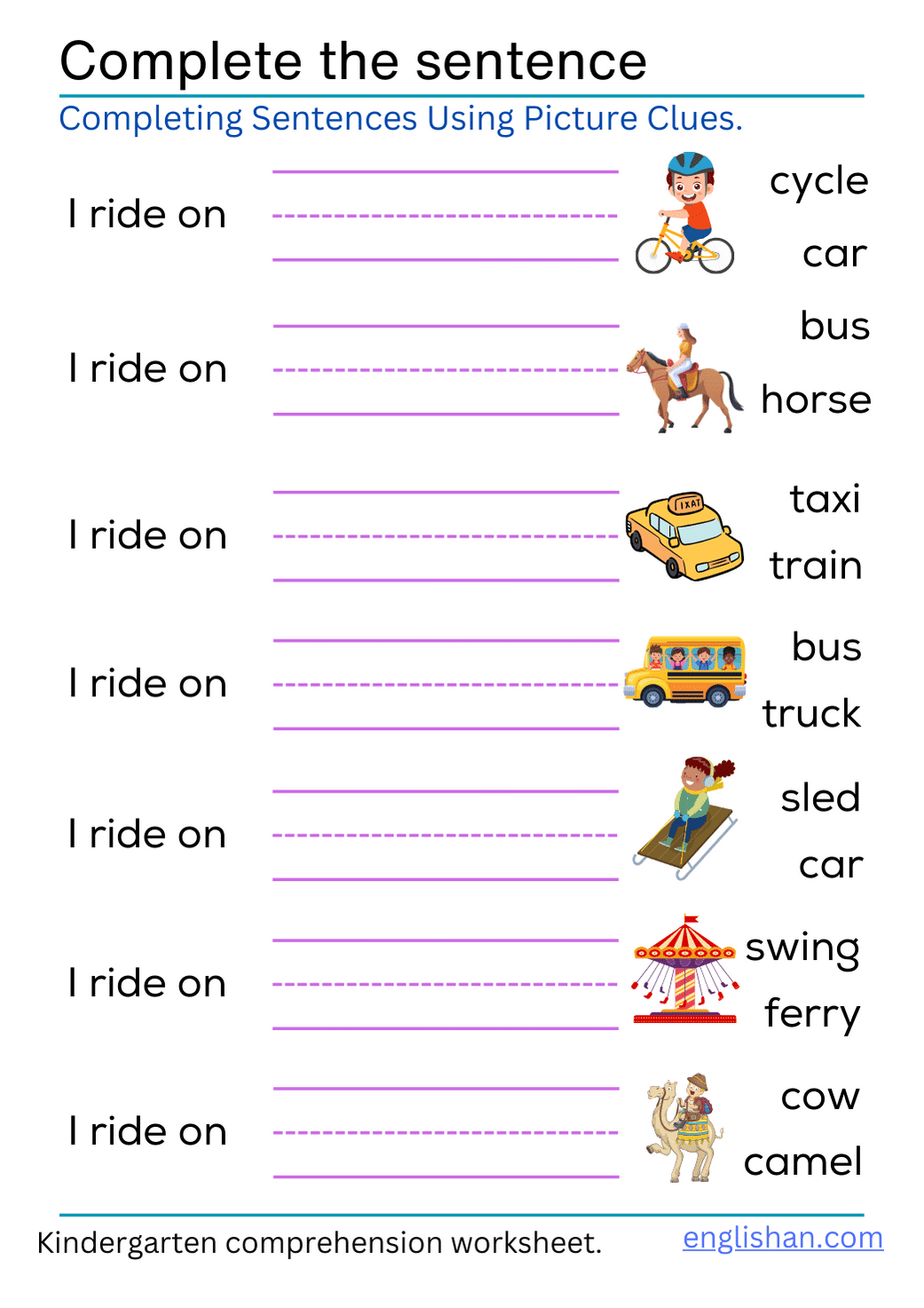 Complete The Sentence Worksheet For Kindergarten With Free PDF Complete The Sentence Worksheet For Kindergarten With Free PDF